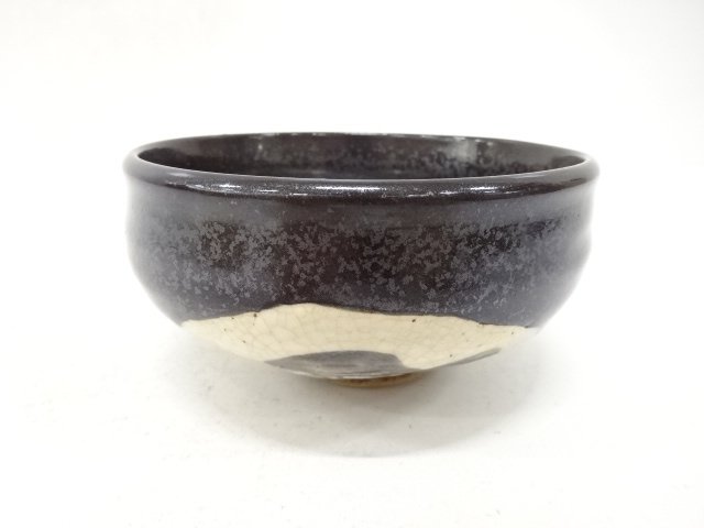 JAPANESE TEA CEREMONY / TEA BOWL CHAWAN / BLACK ORIBE / ARTISAN WORK
